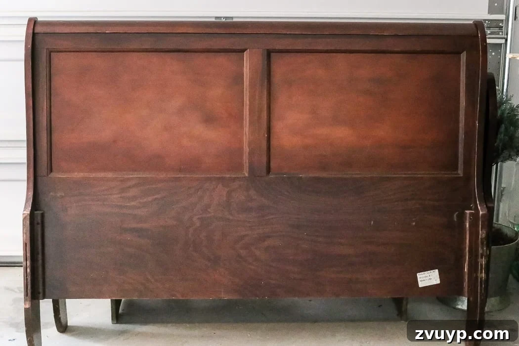 From Weathered to Wonderful A Painted Bed Revival 2 Before and After: Sleigh Bed Makeover with Weathered Wood Paint. See how a $110 Craigslist bed transforms into a Restoration Hardware-inspired piece with a painted weathered wood finish.