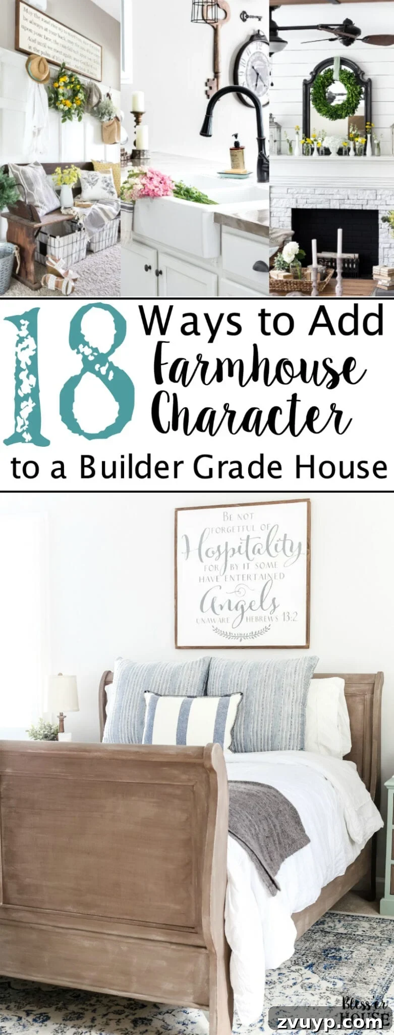 Transform Your Builder Home with Farmhouse Style 2 A beautifully styled farmhouse living room with a distressed white coffee table, natural fiber rug, and cozy decor, showcasing how to add farmhouse character to a builder-grade house.