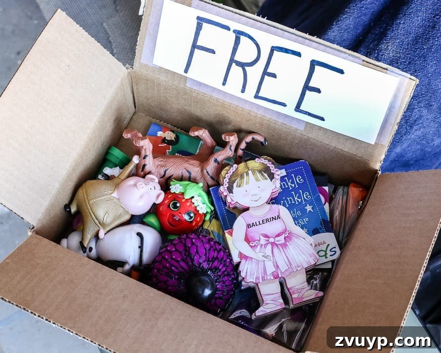 Maximize Your Garage Sale Earnings with Smart Hosting Techniques 9 Garage Sale Free Box Idea | Attract more shoppers and declutter faster by setting up a 'free' box for small items and toys.