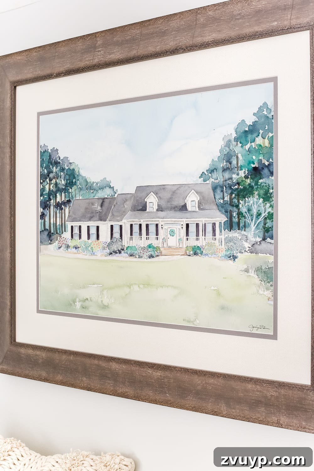 The custom watercolor portrait of the house, a thoughtful gift.