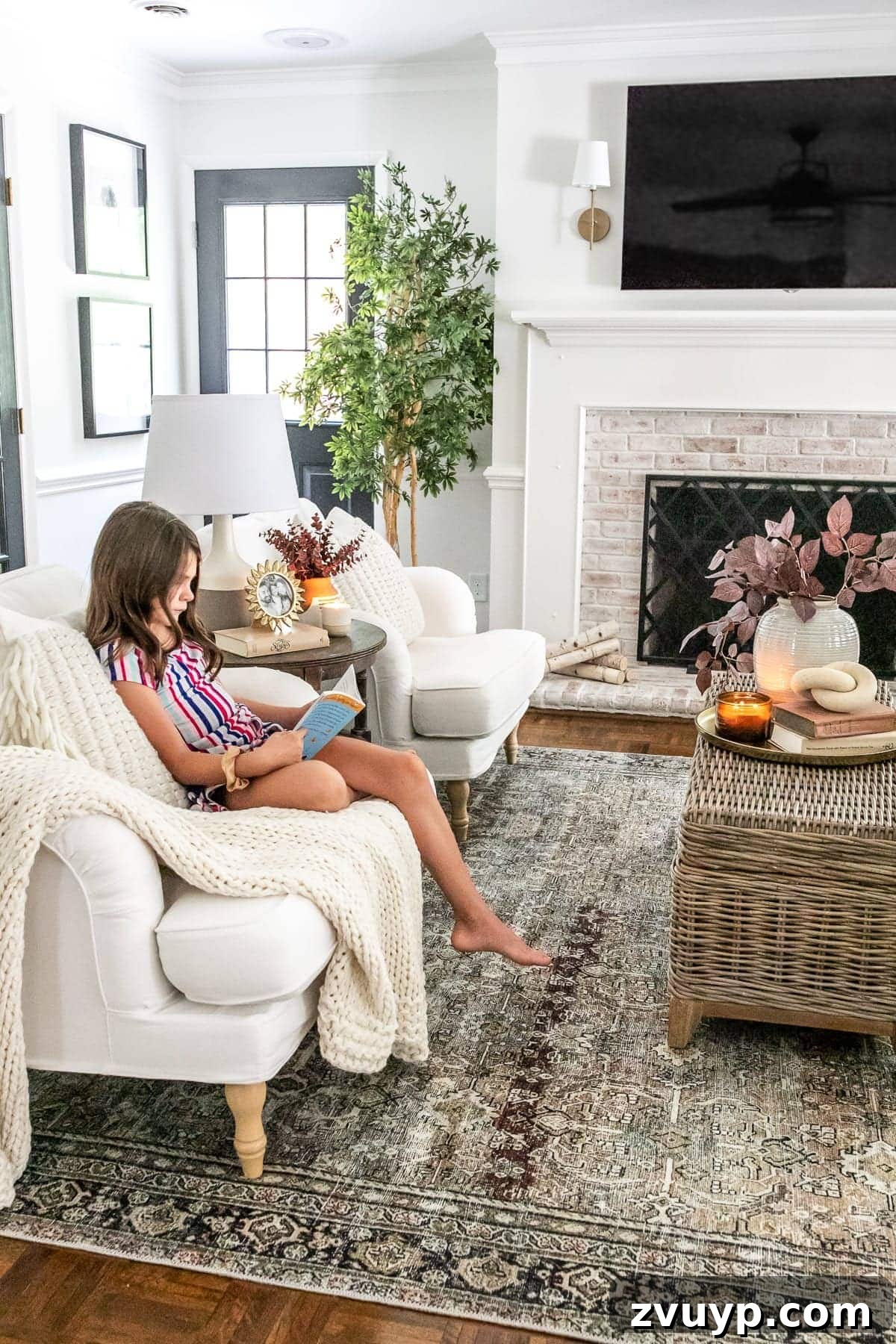 The Ultimate 13-Step Room Makeover Guide 8 Decorate a living room suitable for kids and pets, featuring durable and comfortable furniture