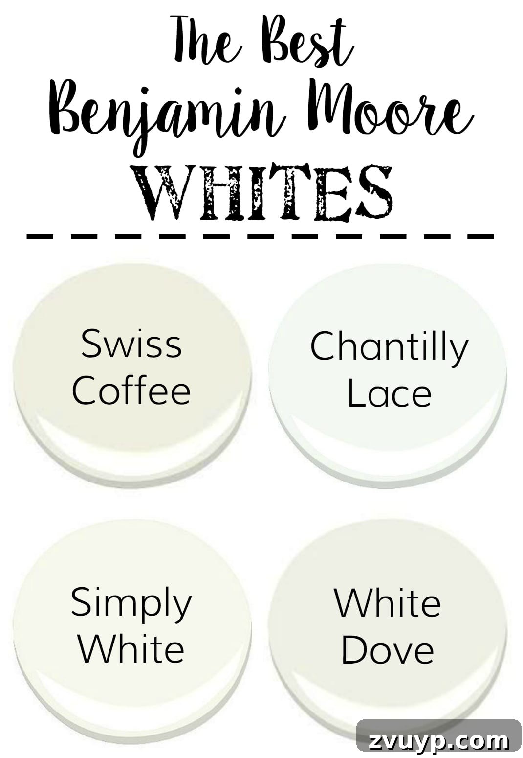 Unlock Timeless Style with Neutral Paint Colors 4 The Best Neutral Paint Colors - Benjamin Moore whites like Swiss Coffee and Simply White offer versatile options, from warm, creamy tones for walls to crisp, bright finishes for trim and cabinets.