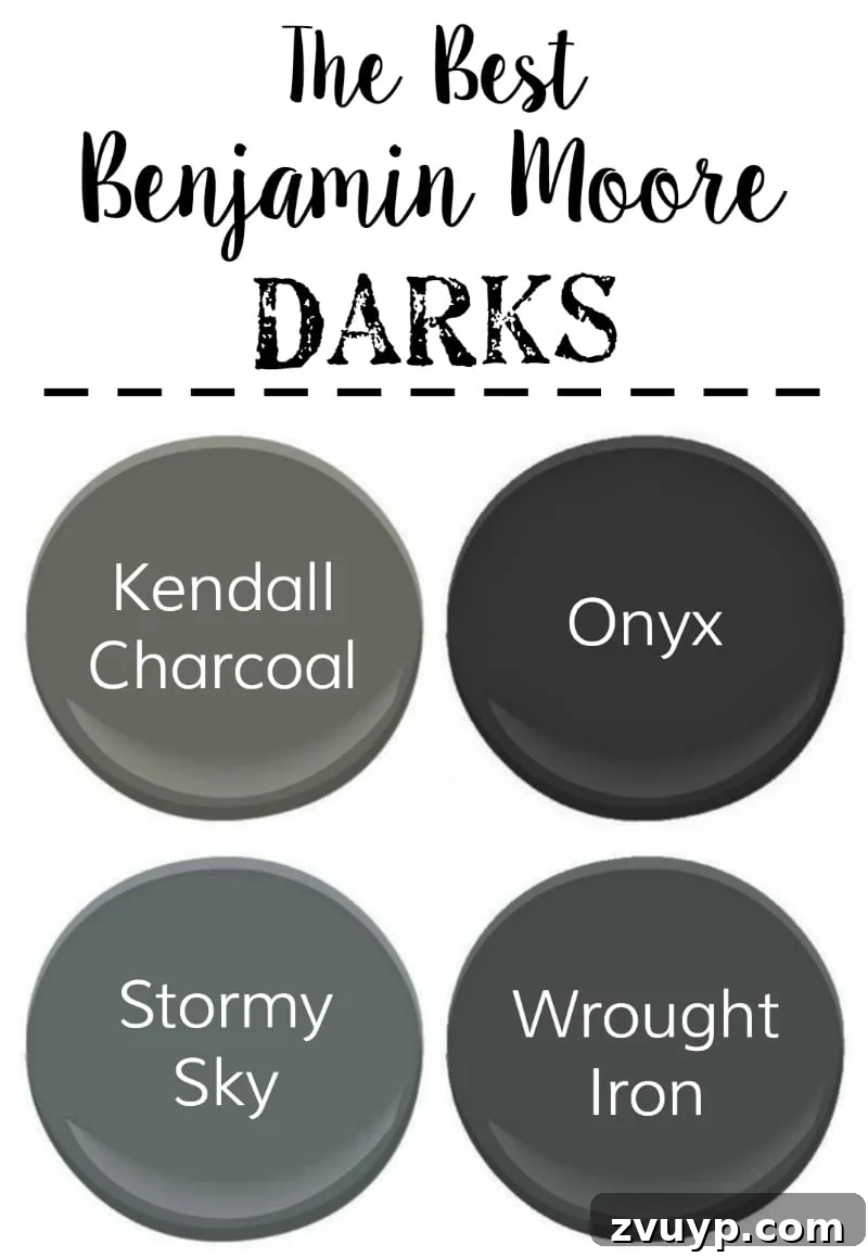 Unlock Timeless Style with Neutral Paint Colors 5 The Best Neutral Paint Colors - Dark and moody paint colors from Benjamin Moore, like Wrought Iron, provide drama and luxury, perfect for accent walls, interior doors, and creating sophisticated spaces.