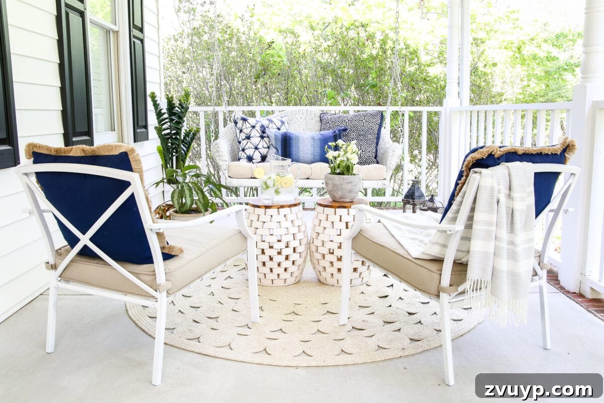 Crafting the Adaptable Outdoor Haven 14 The Secret to Arranging a Versatile Outdoor Space | blesserhouse.com - 1 trick for arranging a versatile outdoor space to get the most function out of a small porch, plus decorating ideas to make it inviting with TJ Maxx. #sponsored