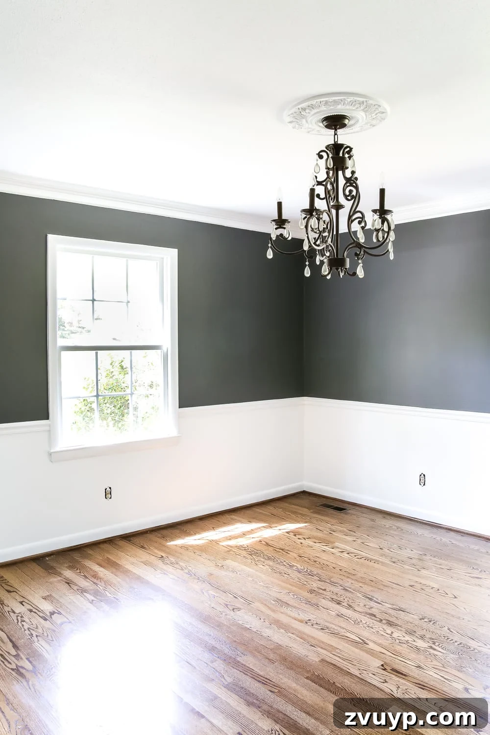 Crafting Your Culinary Haven 5 Dining Room Beginnings | blesserhouse.com - A dining room gets a quick paint makeover with Benjamin Moore semi-gloss Simply White and eggshell Kendall Charcoal for a high contrast look.
