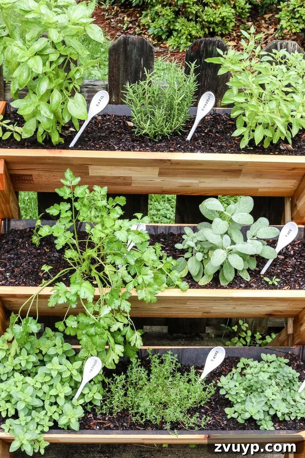 Whimsical Wooden Spoon Garden Labels 9 DIY Wooden Spoon Garden Markers | Family moments in the herb garden, highlighting the joy of harvesting fresh ingredients and the beauty of handmade markers.