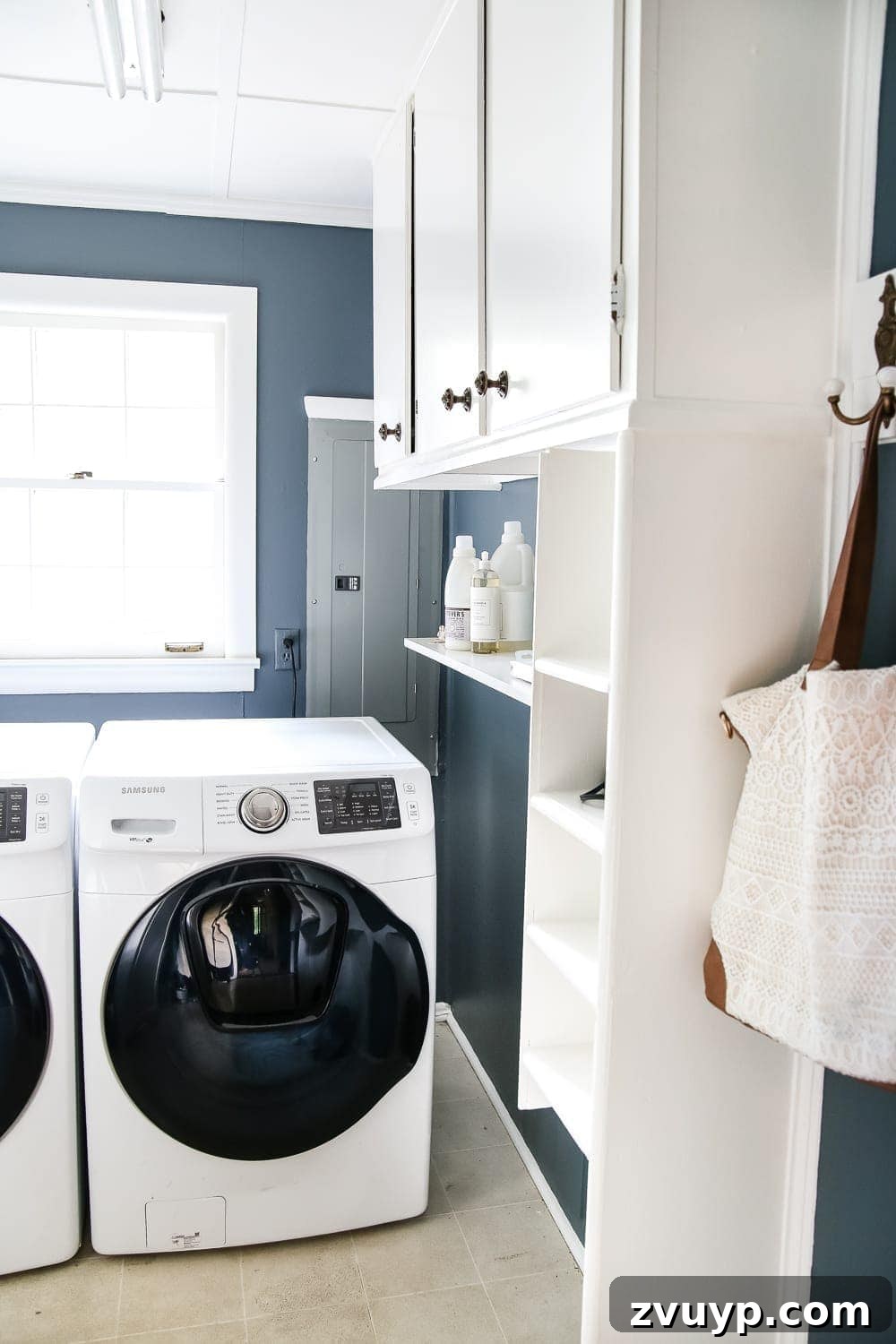 French Bifold Door A Chic Laundry Room Refresh 8 Laundry Room Updates: French Bifold Door | blesserhouse.com - A rickity laundry room bifold door gets a beautiful and functional update with a French bifold door with frosted glass for hiding messes in a stylish way.