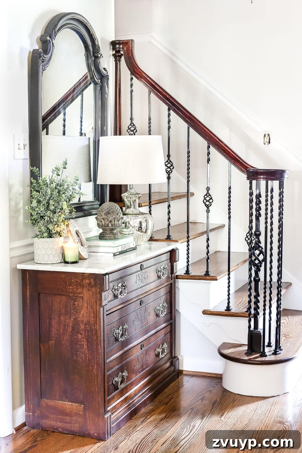 Elevate Your Entryway: Banish Marble Stains and Revamp Your Foyer Chest 13 Foyer with a restored antique chest