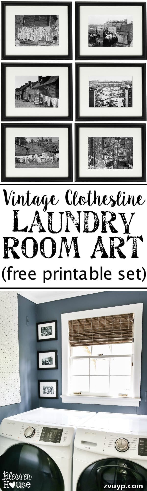 Charming Laundry Day Decor Printables 13 Pin this post: Free Vintage Clothesline Laundry Room Art Printables
