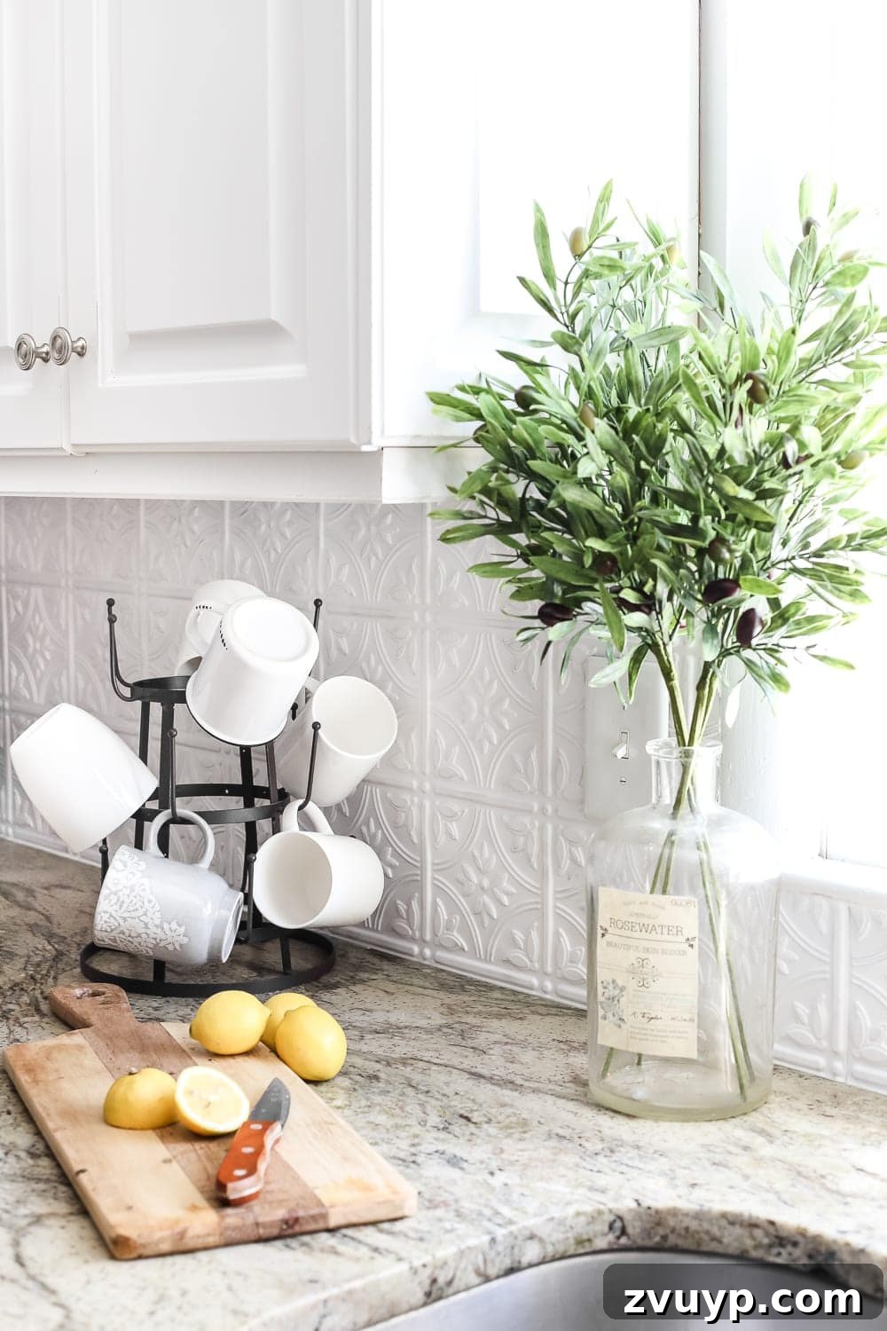 DIY Pressed Tin Kitchen Backsplash Project 11 DIY Pressed Tin Kitchen Backsplash | blesserhouse.com - How to makeover a kitchen backsplash with a pressed tin farmhouse style inexpensively and in 6 hours, no power tools required.