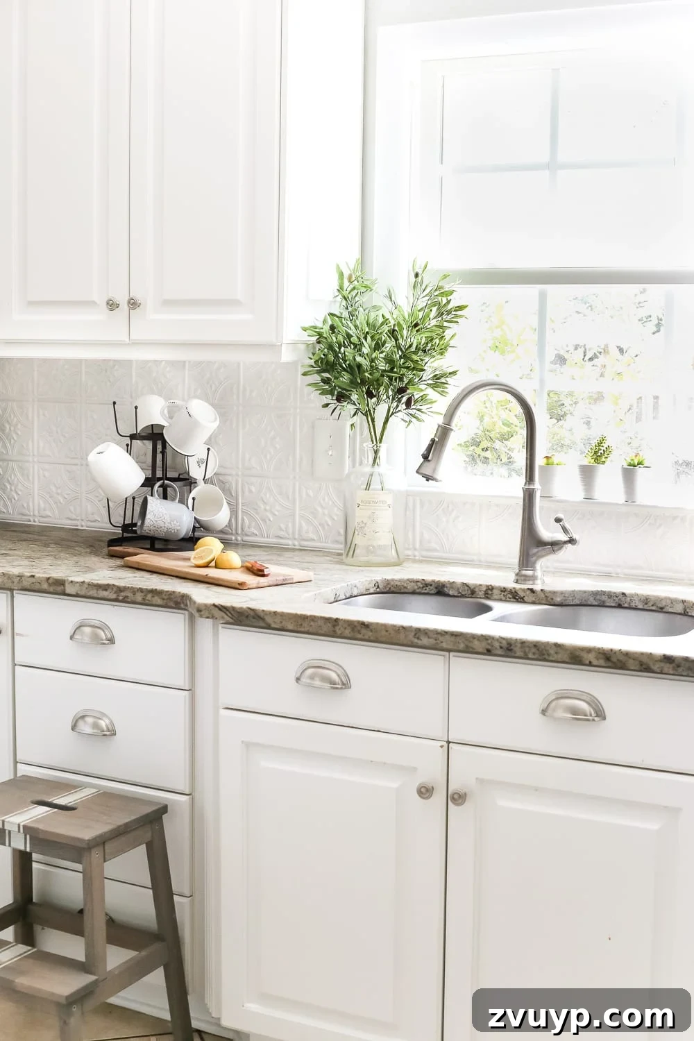 DIY Pressed Tin Kitchen Backsplash Project 13 DIY Pressed Tin Kitchen Backsplash | blesserhouse.com - How to makeover a kitchen backsplash with a pressed tin farmhouse style inexpensively and in 6 hours, no power tools required.