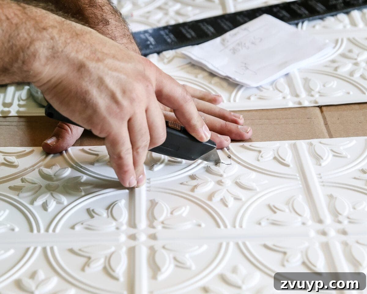 DIY Pressed Tin Kitchen Backsplash Project 7 DIY Pressed Tin Kitchen Backsplash | blesserhouse.com - How to makeover a kitchen backsplash with a pressed tin farmhouse style inexpensively and in 6 hours, no power tools required.
