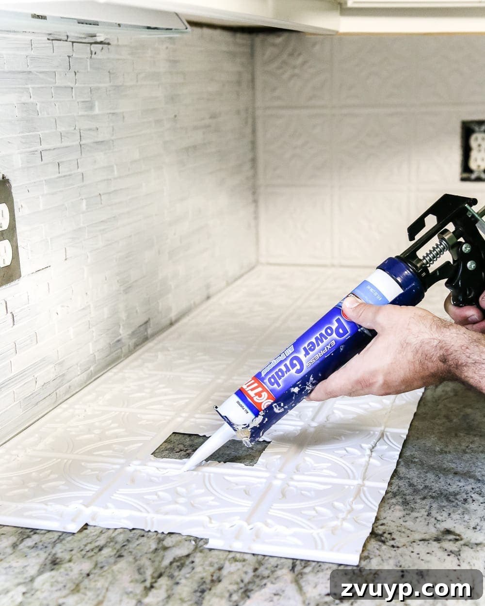 DIY Pressed Tin Kitchen Backsplash Project 9 DIY Pressed Tin Kitchen Backsplash | blesserhouse.com - How to makeover a kitchen backsplash with a pressed tin farmhouse style inexpensively and in 6 hours, no power tools required.