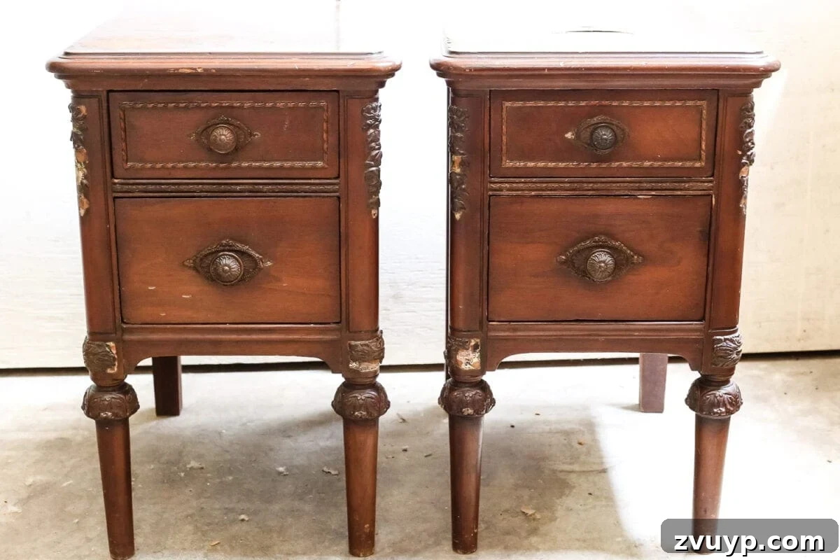 Gilded Glamour Nightstands 2 Faux Gilded Bronze Nightstands before and after makeover