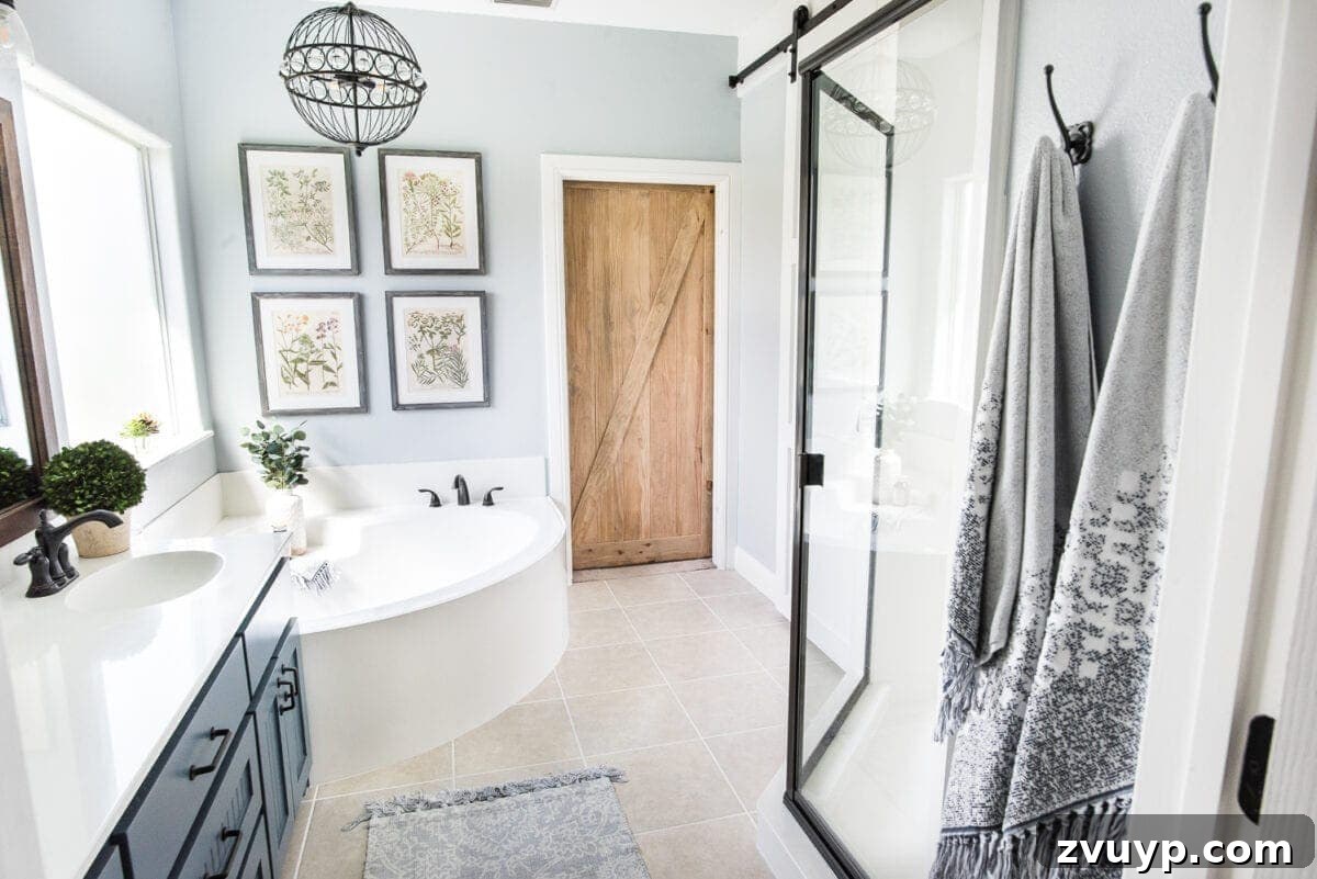 Stunning Bathroom Transformation Unveiled with Lowe's 14 Lowe's Spring Makeover Bathroom Reveal | blesserhouse.com - A team of 6 DIYers take on a bathroom makeover in 48 hours to transform a plain, builder grade space to give it character and modern farmhouse charm.