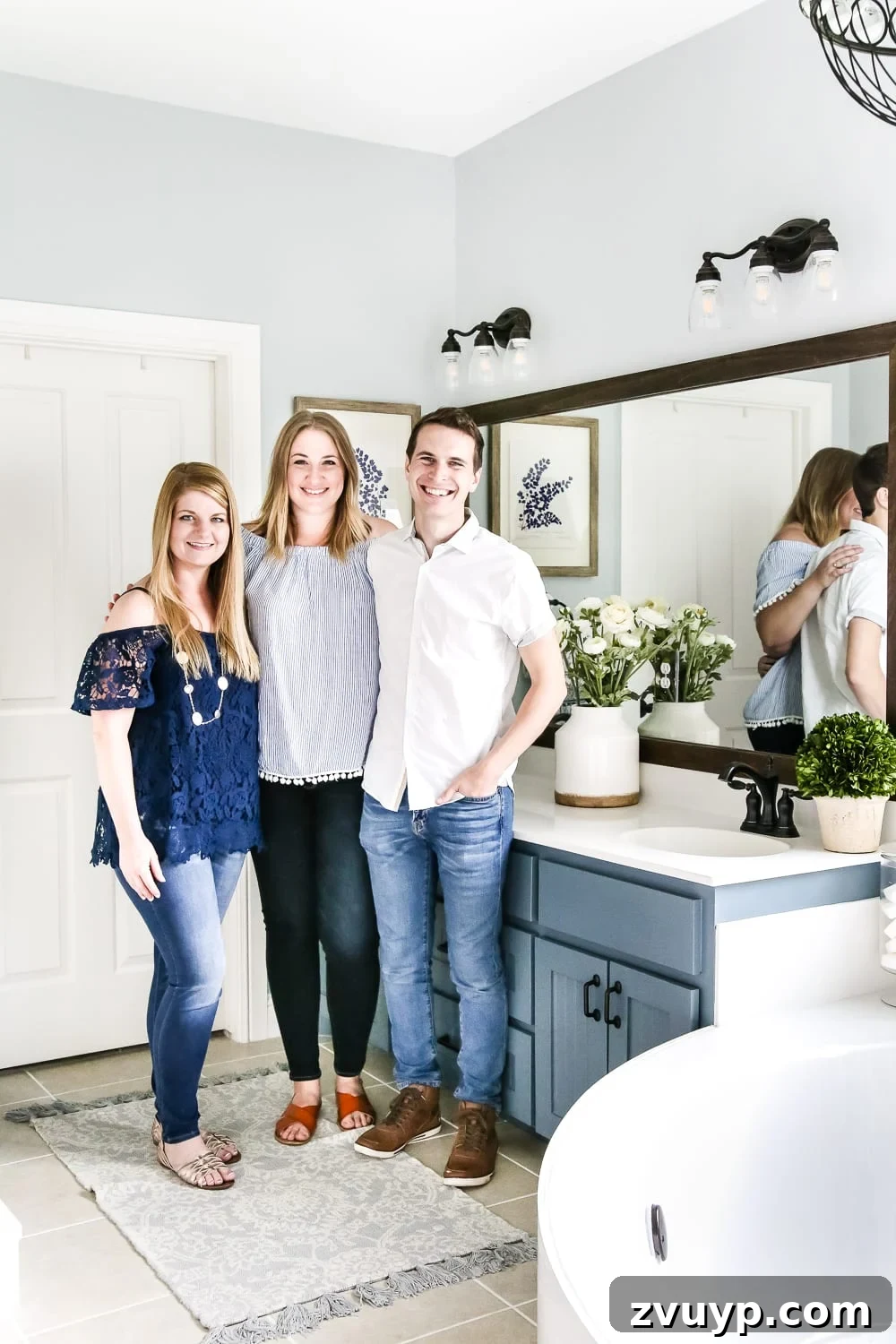Stunning Bathroom Transformation Unveiled with Lowe's 15 Lowe's Spring Makeover Bathroom Reveal | blesserhouse.com - A team of 6 DIYers take on a bathroom makeover in 48 hours to transform a plain, builder grade space to give it character and modern farmhouse charm.