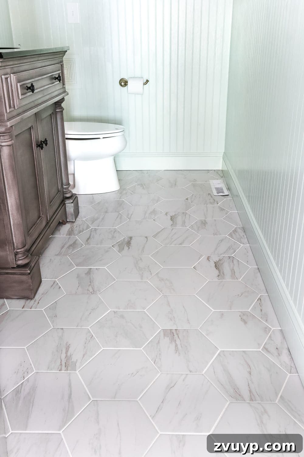 Aqua Urban Sanctuary Reveal 4 Aqua Meets Urban Powder Room Reveal | blesserhouse.com - A dated powder room gets a modern meets traditional, urban meets farmhouse makeover with aquas, black and white, and antique brass.