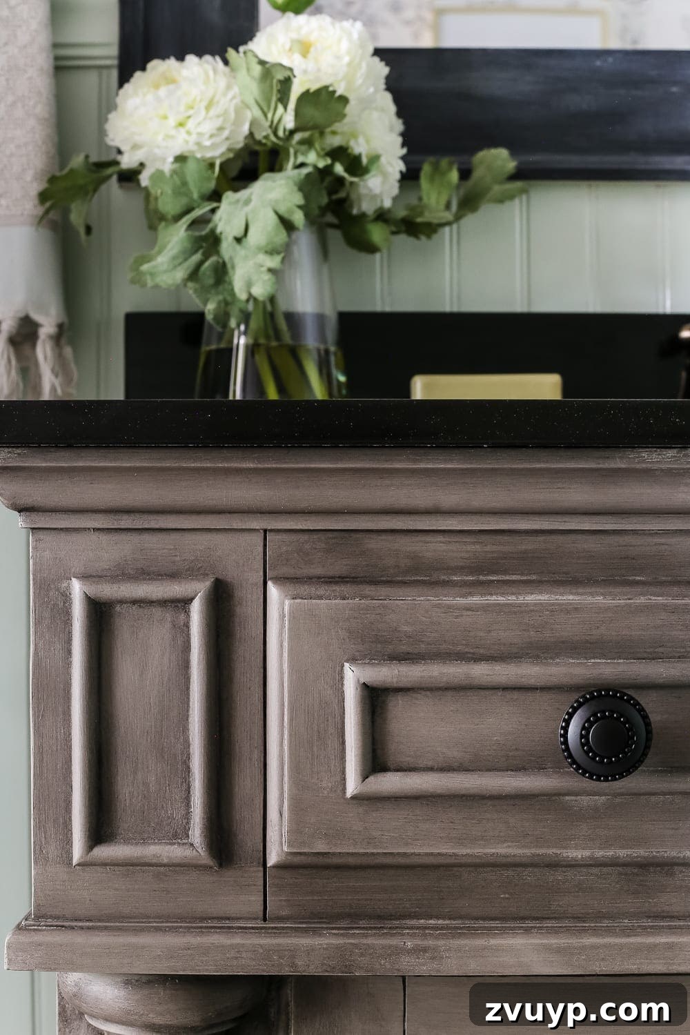 Aqua Urban Sanctuary Reveal 10 Aqua Meets Urban Powder Room Reveal | blesserhouse.com - A dated powder room gets a modern meets traditional, urban meets farmhouse makeover with aquas, black and white, and antique brass.