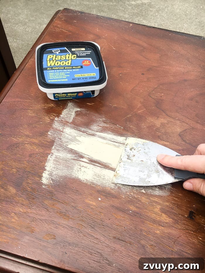 Furniture Painting Made Simple 10 repairing furniture veneer holes