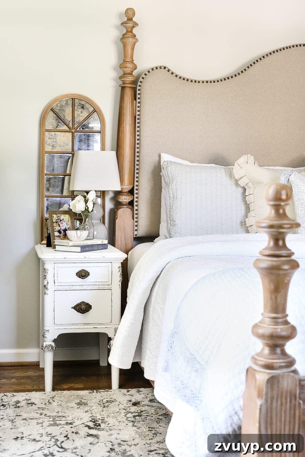 DIY Faux Aged Gold Antique Mirror Makeover 12 DIY Aged Gold Antique Mirror Makeover | Master bedroom decor featuring antique gold mirror, an elegant touch.