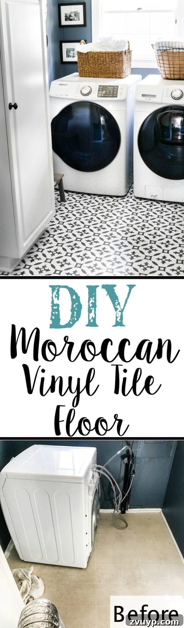 Moroccan Vinyl Tile Floor DIY 13 Pin this tutorial: DIY Moroccan Peel & Stick Vinyl Tiles for an easy and affordable floor makeover.