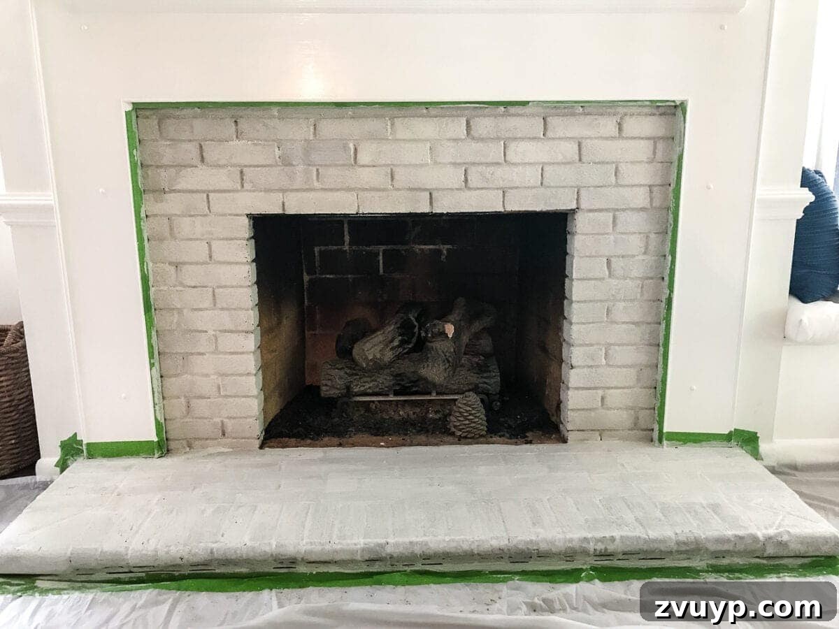 lime applied to bricks on a fireplace