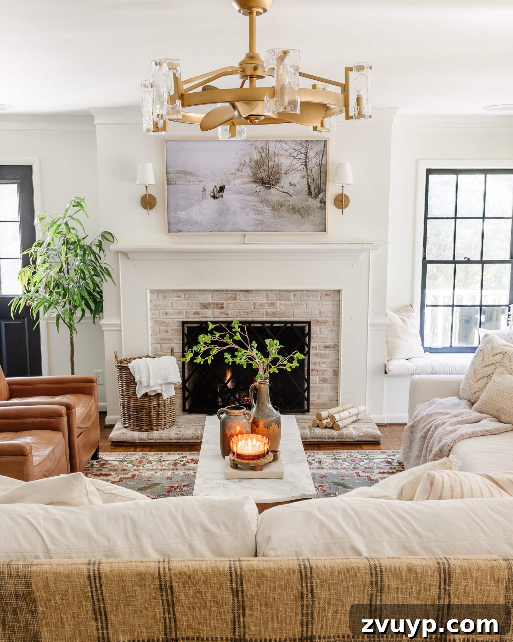 winter decor in a living room 