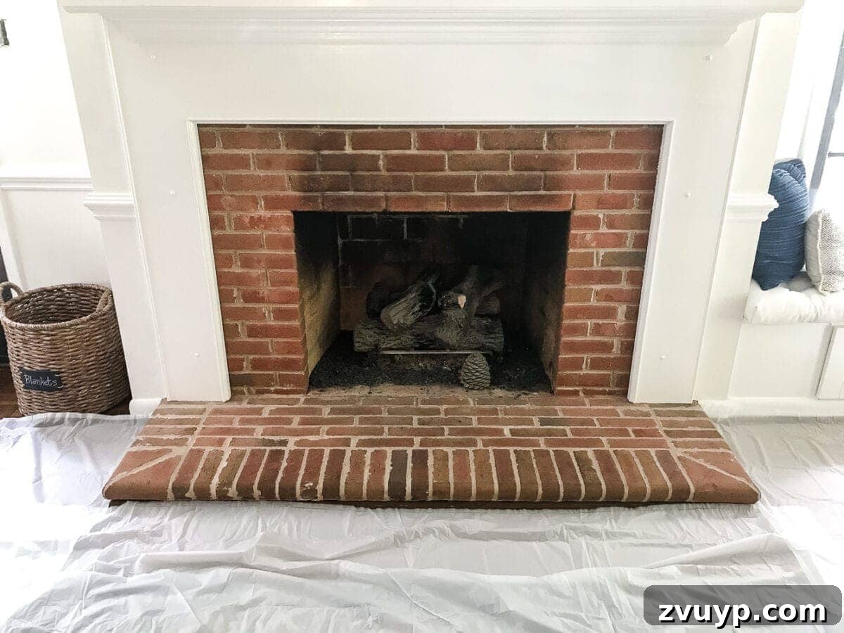 sooty bricks on a fireplace