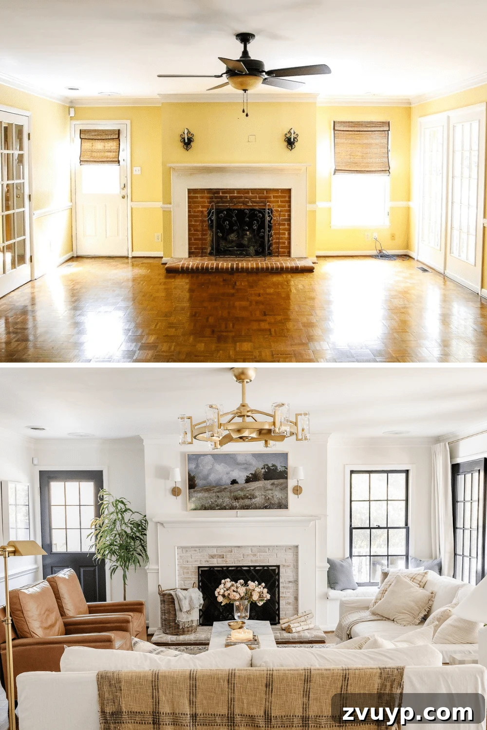living room before and after