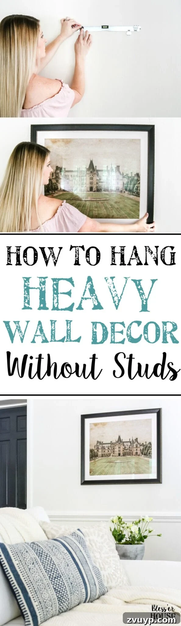 The No-Stud Solution for Heavy Wall Decor 14 How to Hang Heavy Wall Decor Without Studs | blesserhouse.com - One handy little tool to use when hanging heavy wall decor on drywall that's not on a stud. (With little damage and an easy way to level!)