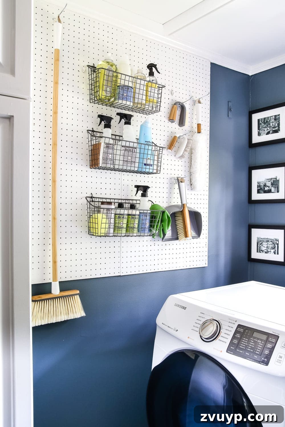 High Contrast Laundry Room: A Bold Statement Unveiled 13 High Contrast Laundry Room Makeover | blesserhouse.com - A dingy and dated laundry room gets a high contrast navy and white makeover packed with organizational strategies and budget-conscious DIY projects.