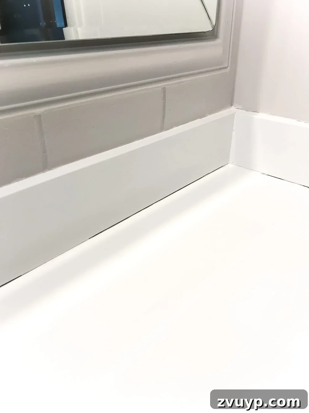 Painted Bathroom Countertop Revival 17 Painted bathroom sink countertop after drying and tape removal