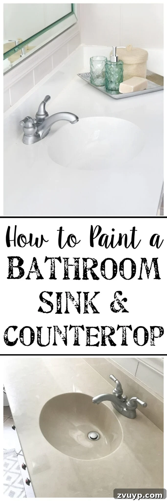 Painted Bathroom Countertop Revival 26 How to paint a bathroom sink countertop with before and after images for Pinterest