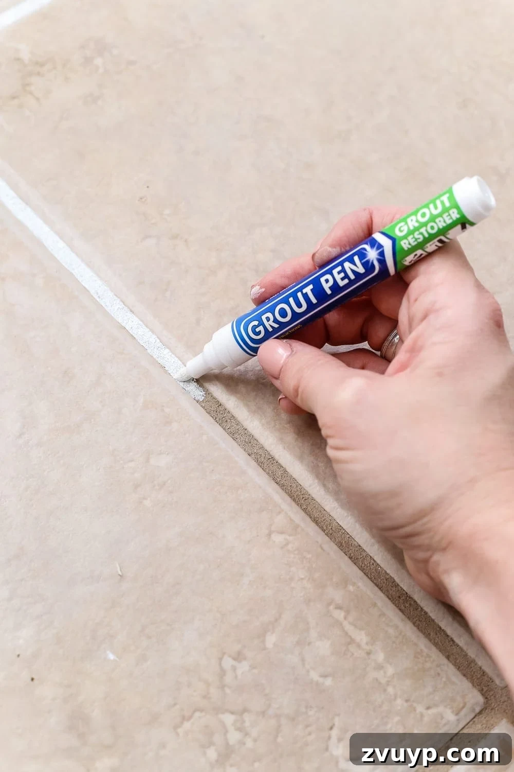 Painted Tile Grout Makeover 6 Painted Tile Grout Refresh | blesserhouse.com - A quick tutorial for how to clean and paint your grout to look brand new for $15 and under an hour. #homeimprovement #cleaning