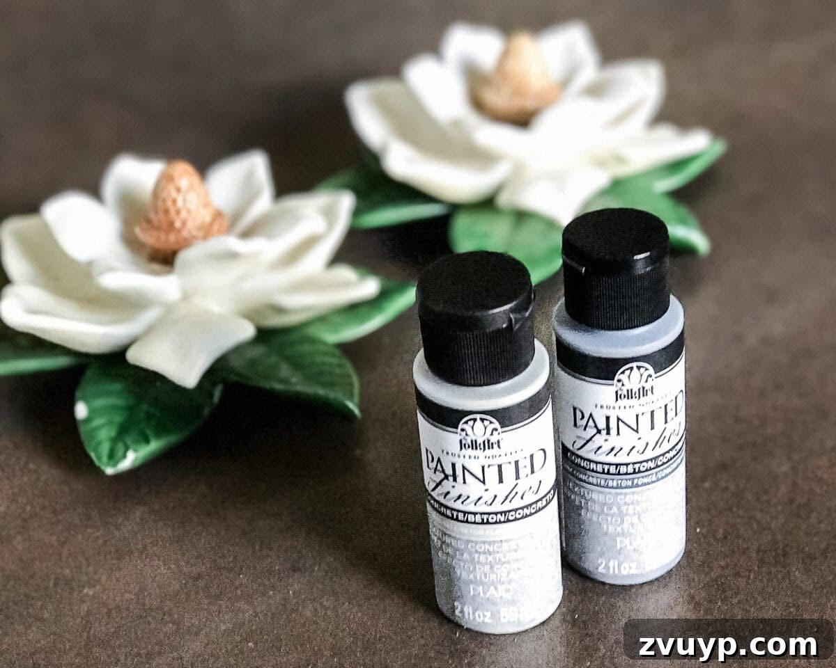 A quick and simple tutorial for how to make anything look like concrete with craft paint. #crafting #painting #thriftydecor 