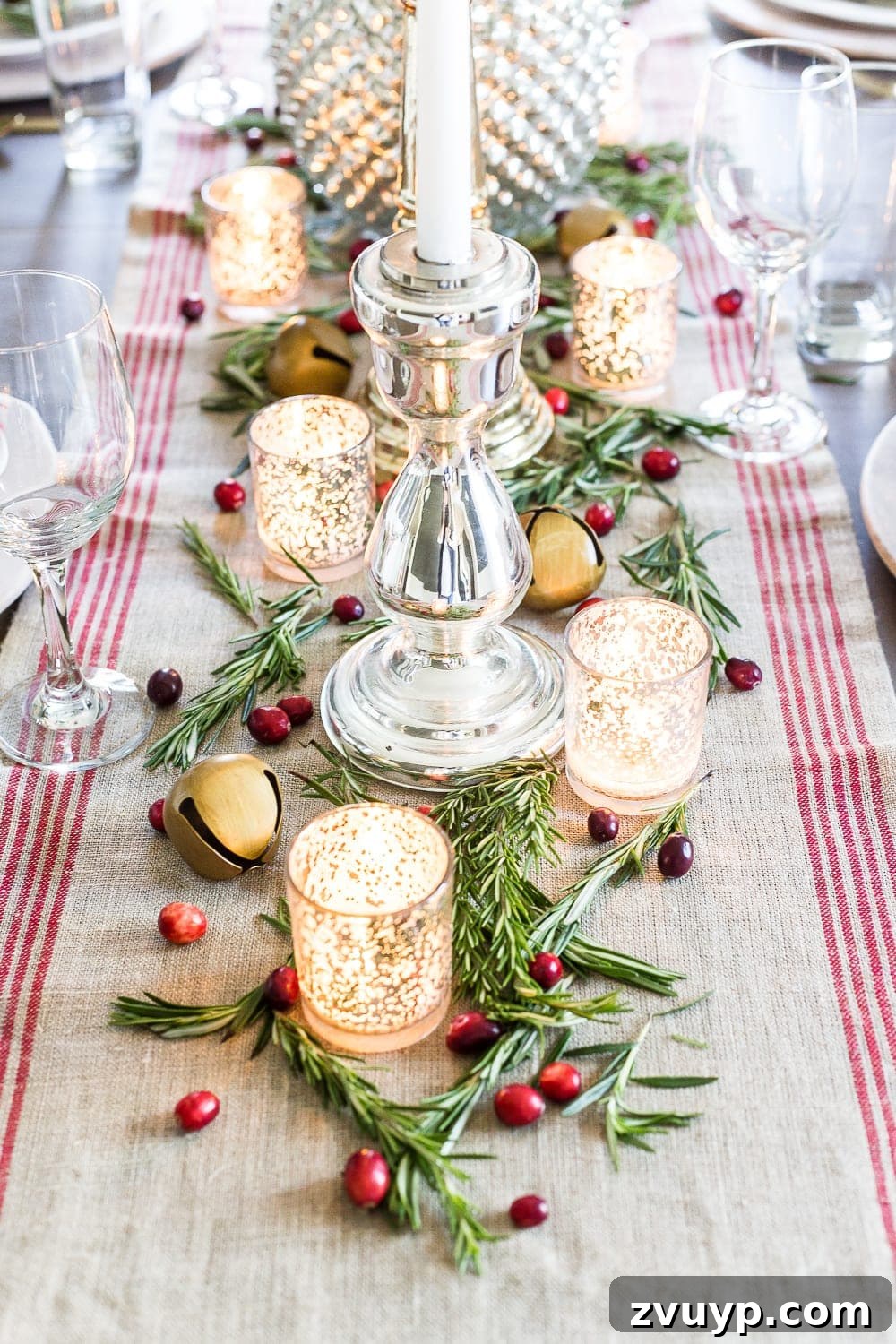 Mercury Glass Magic: A Christmas Tablescape 8 Mercury Glass Christmas Tablescape | blesserhouse.com - How to set up a vintage glam mercury glass Christmas tablescape with tips and sources for how to do it on a budget. #christmasdecor #christmastablescape #holidaydecor #christmasdiningroom