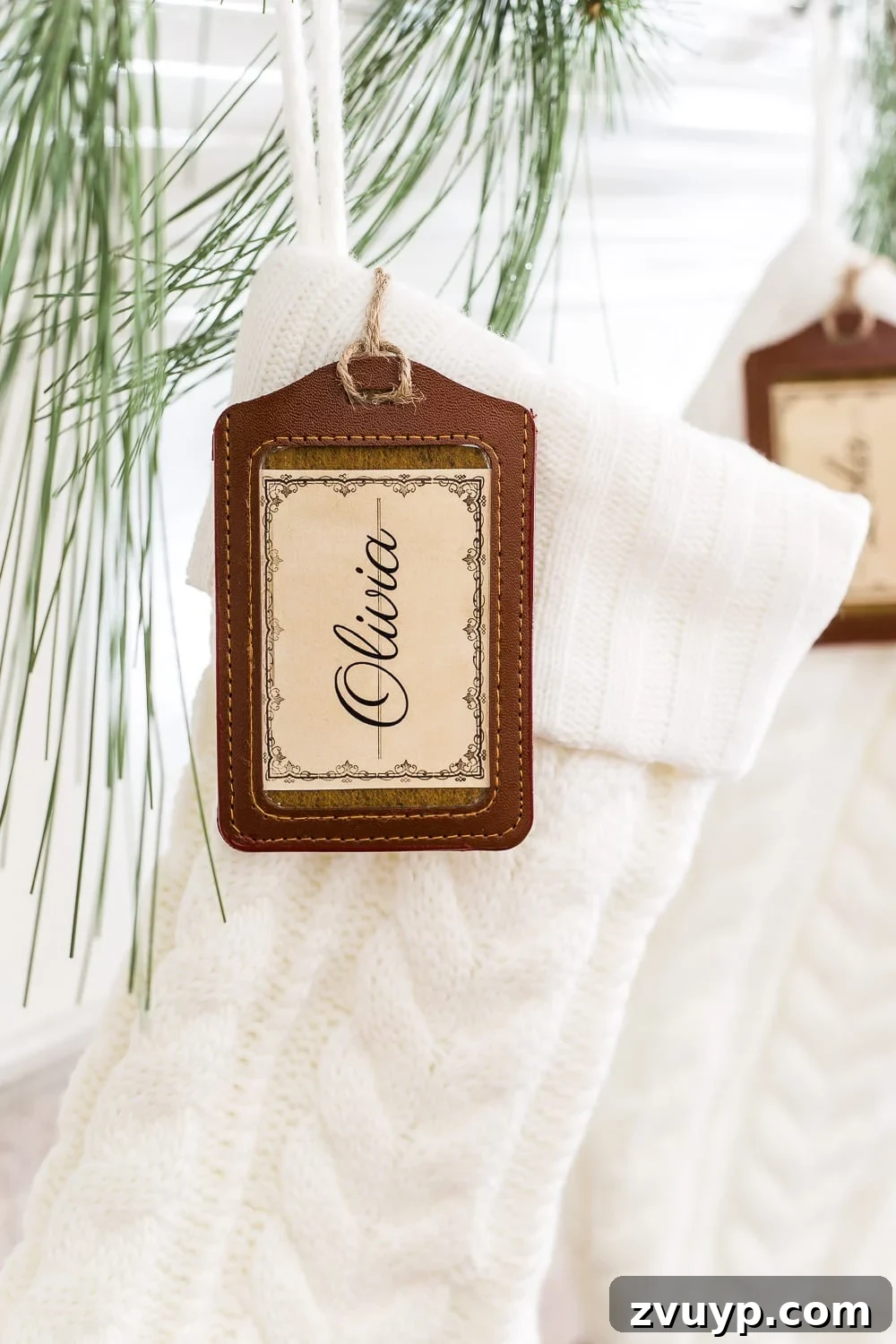 Easy DIY Personalized Printable Stocking Tags 5 DIY Personalized Stocking Tags & Printable Name Labels | blesserhouse.com - An inexpensive and chic way to make your own stocking tags plus free name label printables. #christmasstockings #stockings #christmasprintable