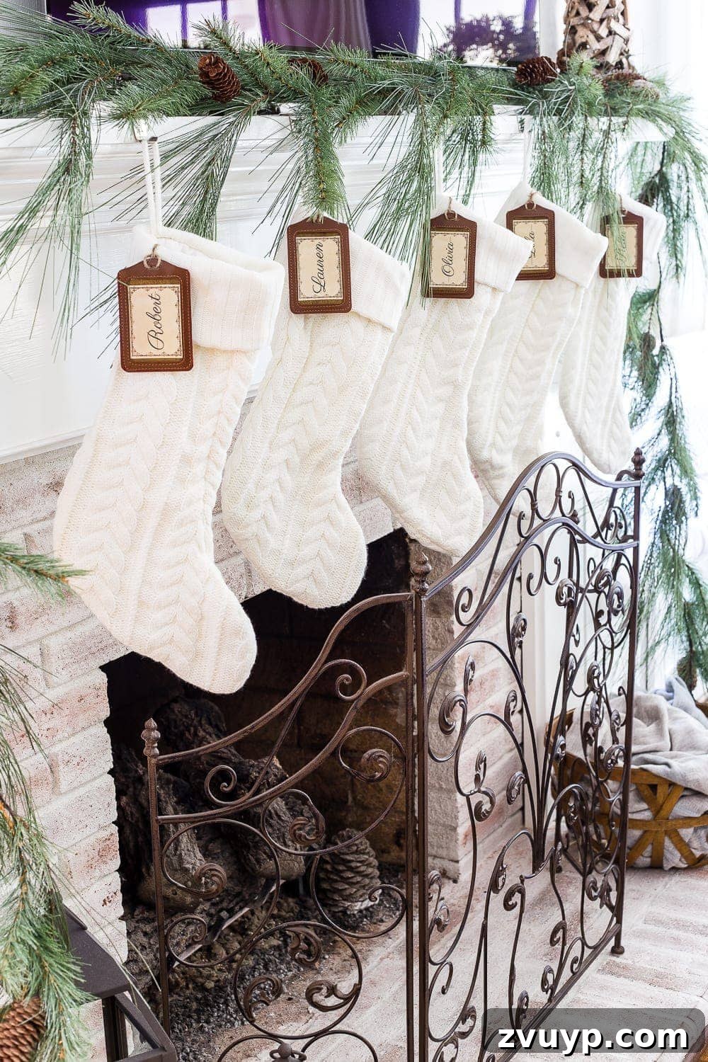 Easy DIY Personalized Printable Stocking Tags 7 DIY Personalized Stocking Tags & Printable Name Labels | blesserhouse.com - An inexpensive and chic way to make your own stocking tags plus free name label printables. #christmasstockings #stockings #christmasprintable