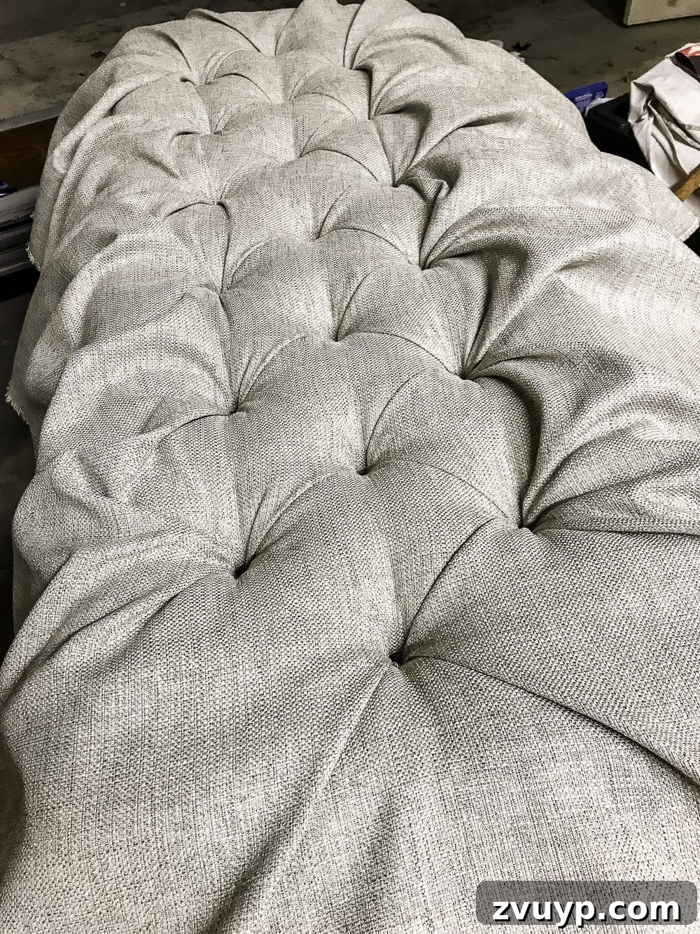 From Coffee Table to Ottoman An Easy DIY Transformation 25 Creating Diamond Folds in Middle Row Tufting