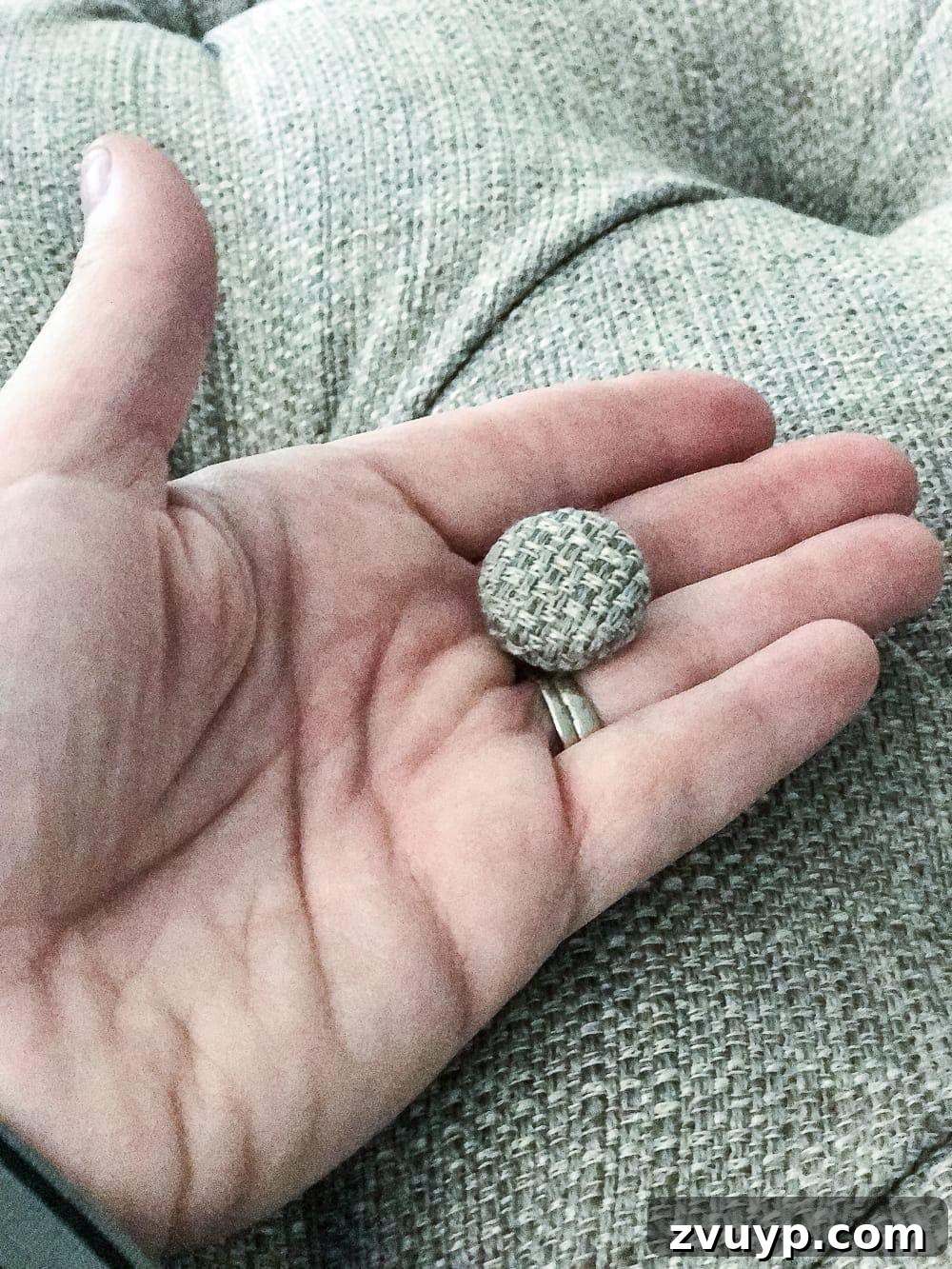 From Coffee Table to Ottoman An Easy DIY Transformation 29 Close-up of Fabric Button Making Process