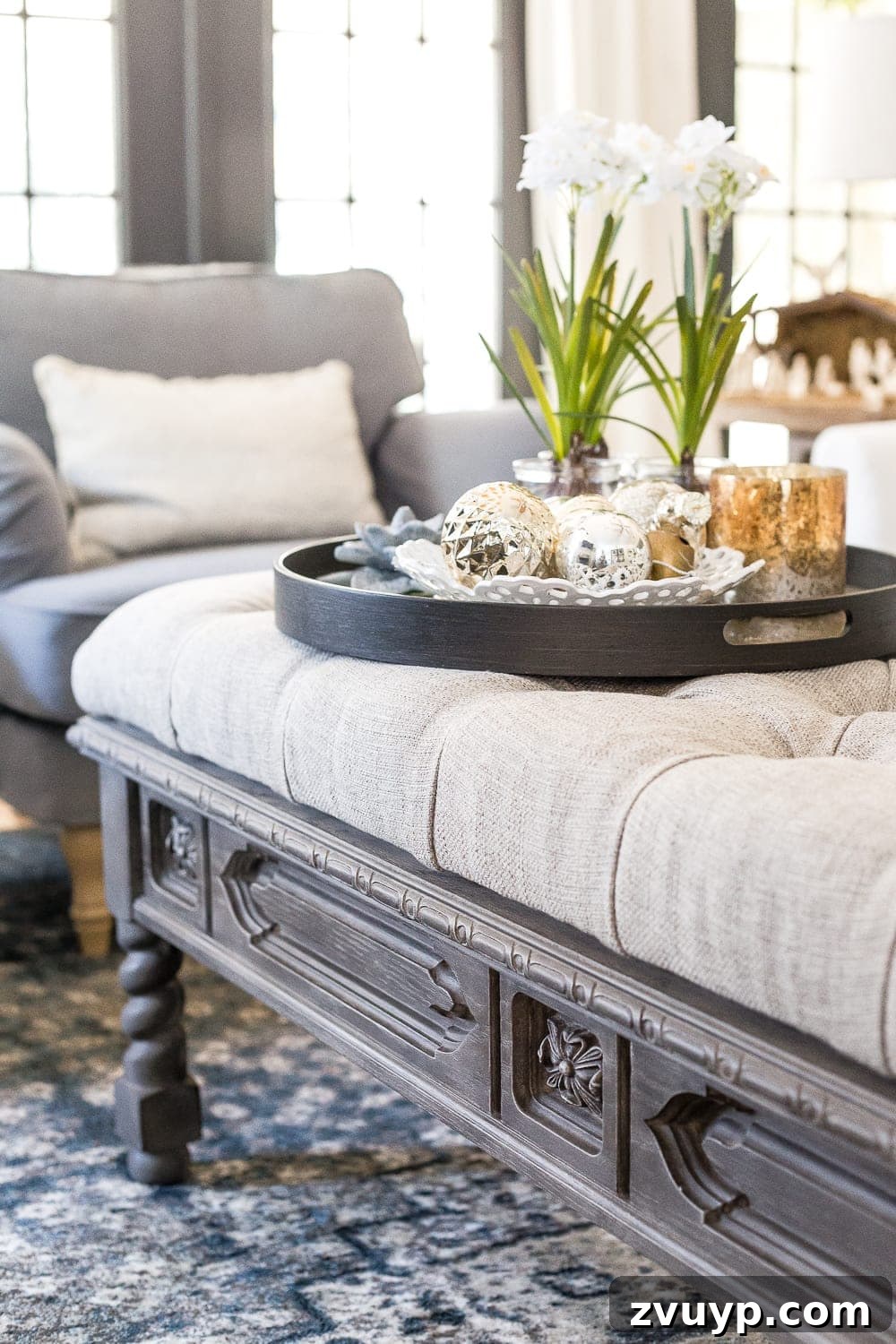 From Coffee Table to Ottoman An Easy DIY Transformation 33 Cozy Living Room Scene with DIY Ottoman Bench