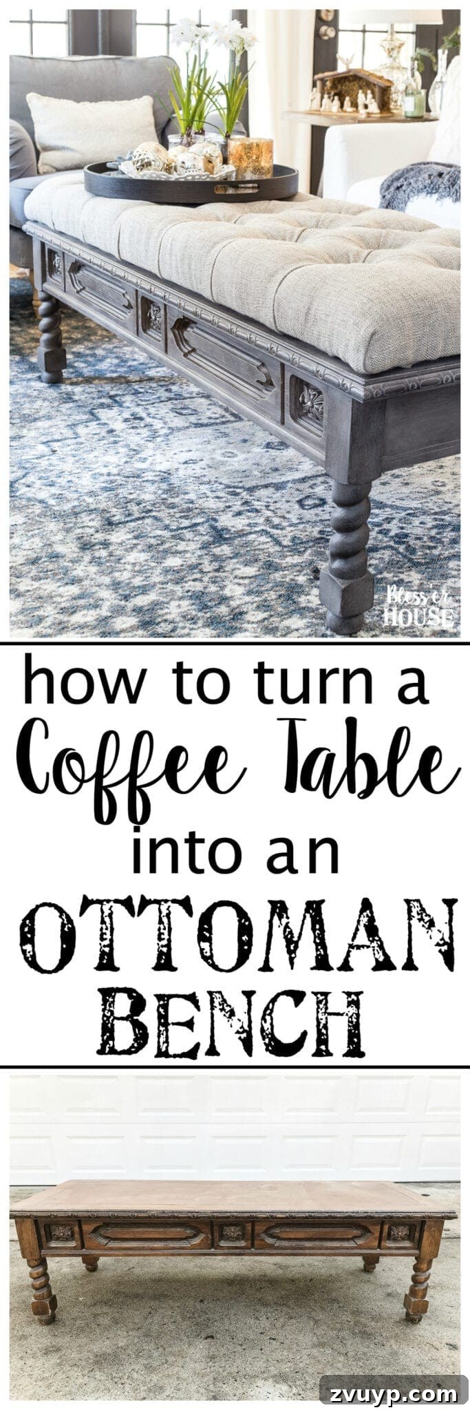 From Coffee Table to Ottoman An Easy DIY Transformation 38 Pin This: DIY Ottoman Bench from Coffee Table Makeover