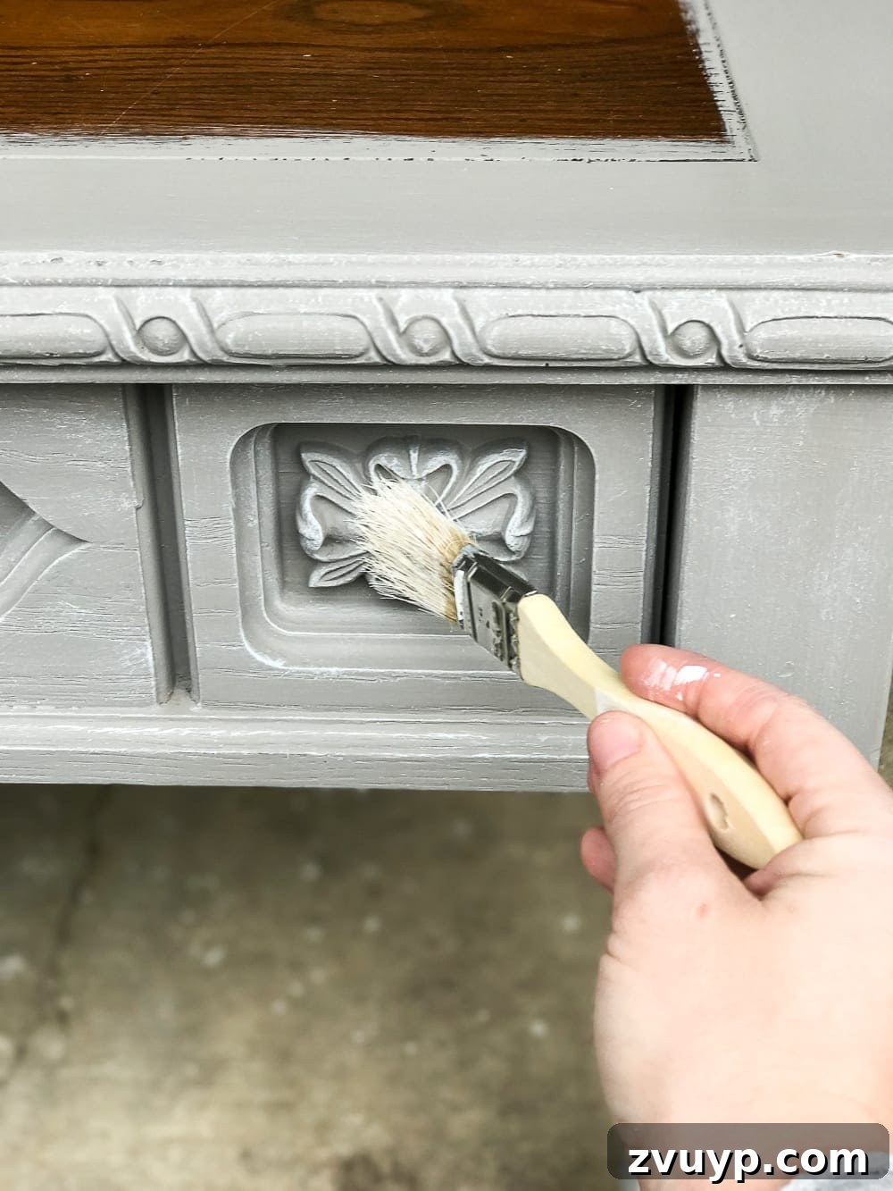 From Coffee Table to Ottoman An Easy DIY Transformation 6 Dry Brushing Coffee Table with White Paint