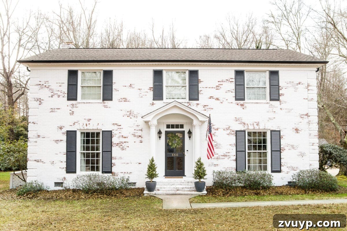 Limewash Magic: Our Brick Exterior Transformed 4 Limewashed brick house makeover after the exterior transformation