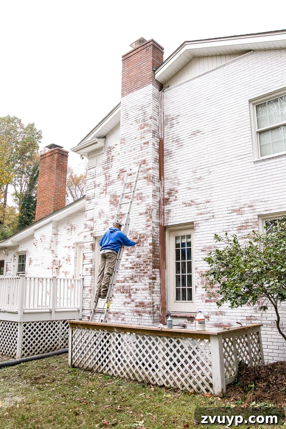 Limewash Magic: Our Brick Exterior Transformed 10 Limewash paint application and weathering technique by Hans at Reflections of Italy