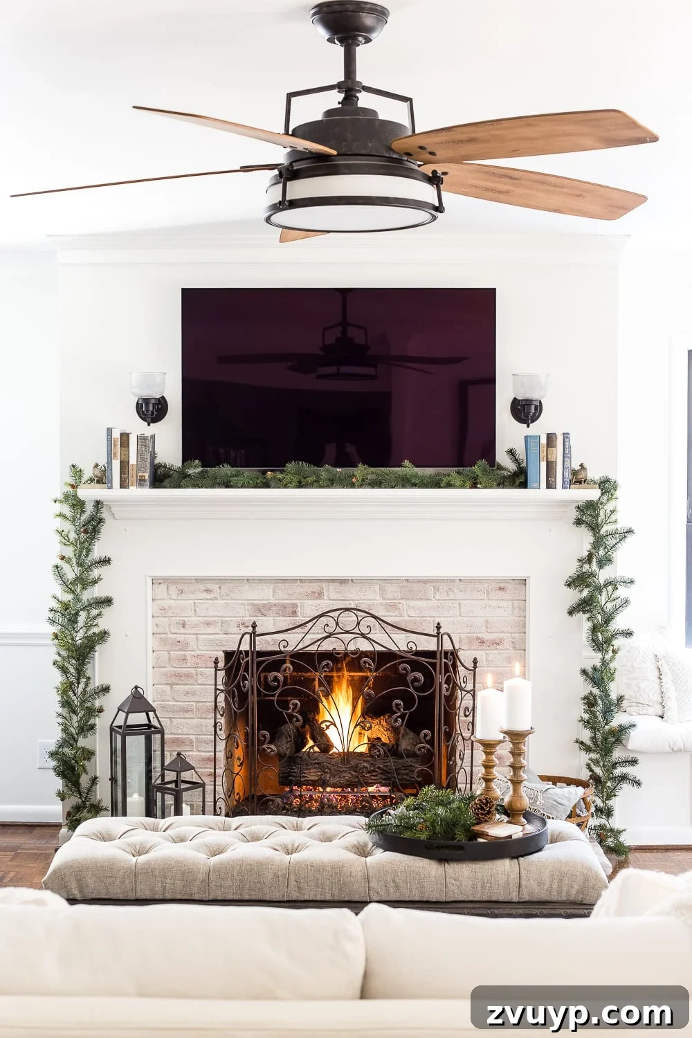 Creating a Cozy Winter Home After Christmas 7 Living room decorated in neutral tones with various textures, creating a calming and cozy atmosphere.