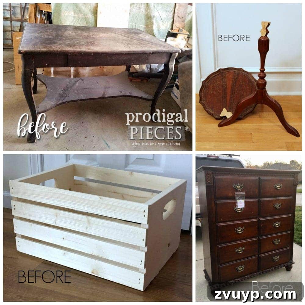 Faux Bone Inlay Nesting Table Revival 14 Trash to Treasure Tuesday Furniture Makeover Projects Collage