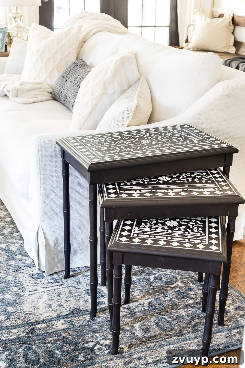 Faux Bone Inlay Nesting Table Revival 10 Finished Faux Bone Inlay Nesting Tables - Designer Look for Less