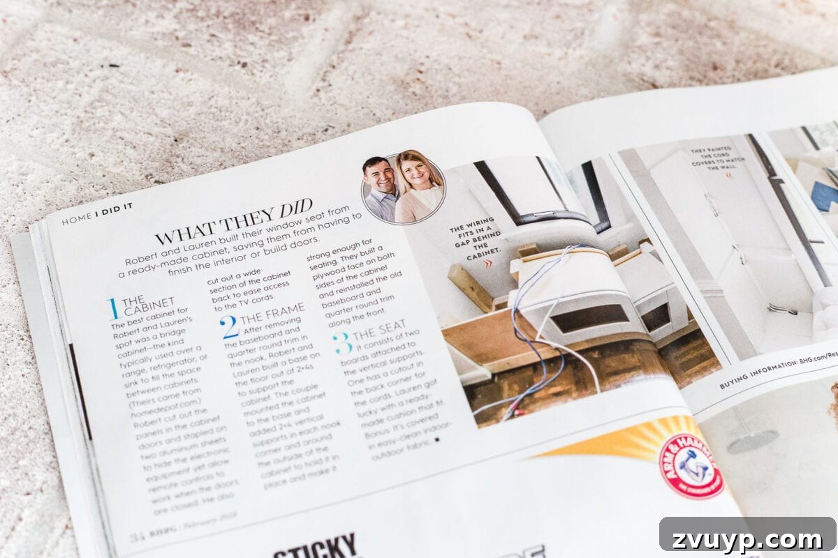 Curating Dream Homes for Publication 8 Full spread feature of the Blesser House DIY window seat in Better Homes and Gardens magazine