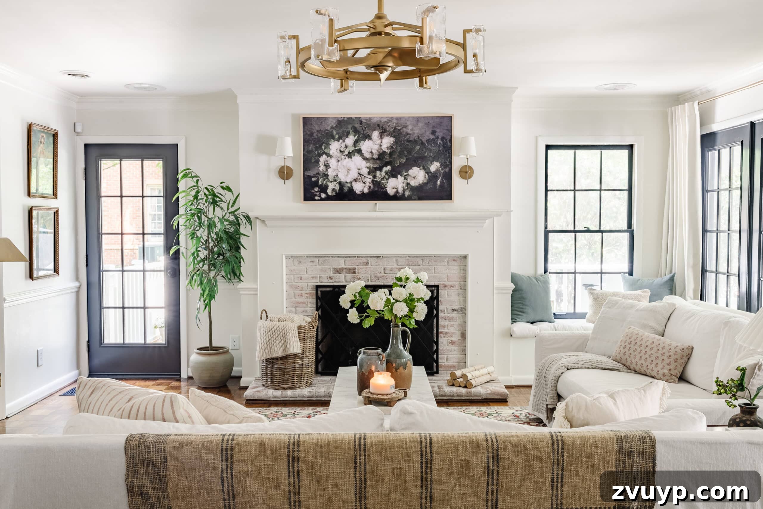 DIY French Door Painting Tips and Replacement Cost Breakdown 19 living room after with painted black french doors
